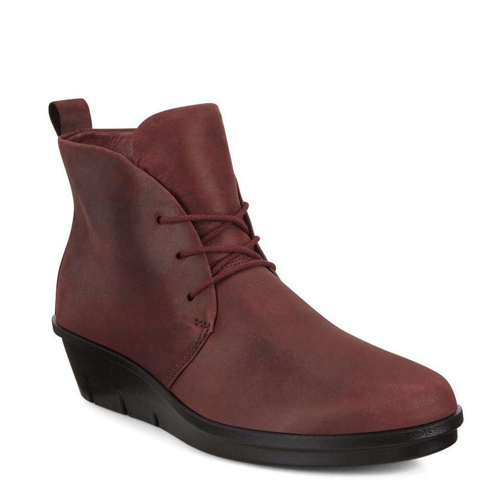 Womens Ankle Boots - ECCO Skyler Lace-Up - Burgundy - 2746NPZIT